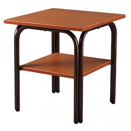 τραπεζάκι μελαμίνης με μεταλλικό σκελετό 2 ράφια  43 cm x 43 cm x ύψος 45 cm