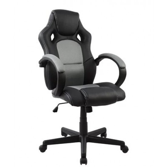 ΚΑΡΕΚΛΑ ΓΡΑΦΕΙΟΥ GAMING BUCKET HM1041.02 ΜΑΥΡΟ PU+ΓΚΡΙ MESH 60x62x121-111 εκ.