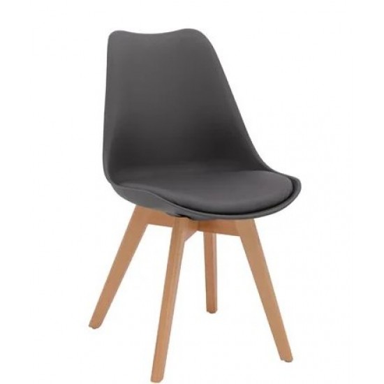 ΚΑΡΕΚΛΑ VEGAS HM0033.10 ΜΕ ΞΥΛΙΝΑ ΠΟΔΙΑ ΚΑΙ ΜΕ ΚΑΘΙΣΜΑ ΣΚΟΥΡΟ ΓΚΡΙ